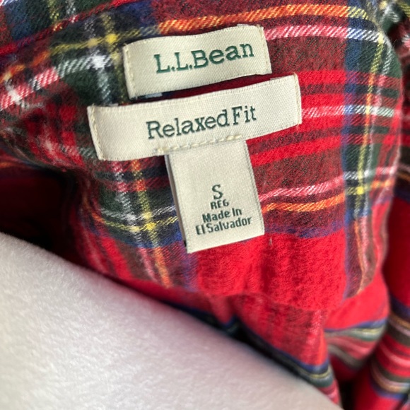L.L.Bean LL Bean Long Sleeve Button Down Red Plaid Cotton Shirt Flannel Top S - Picture 4 of 6